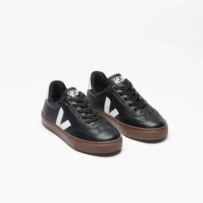 Volley Cordones elásticos Cuero Negro Blanco Corteza Volley Cordones elásticos Cuero Negro Blanco Corteza